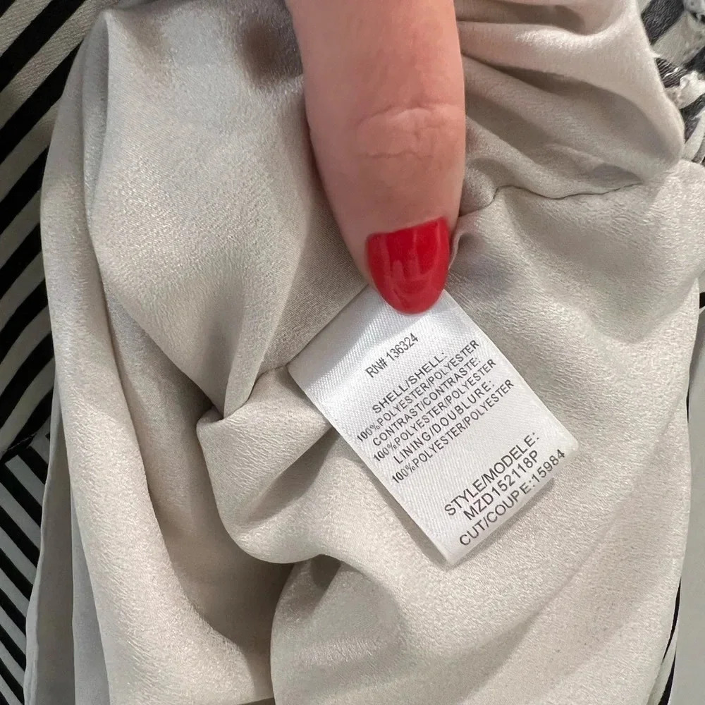 J3. Halston Heritage Striped One-Shoulder Asymmetric Cocktail Dress, Black/White - Picture 10 of 10